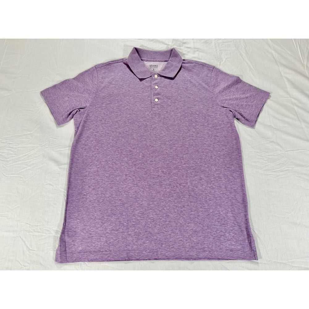 Brooks Brothers Mens Supima Cotton Polo Shirt Heather Lavender Purple Large